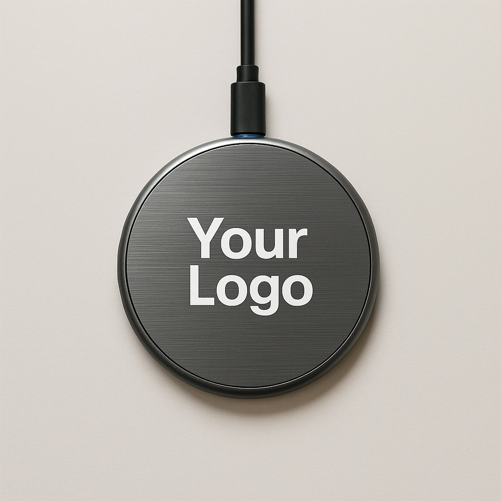 Custom Wireless Charger – Fast Qi Charging, Sleek Aluminum, Personalized Logo