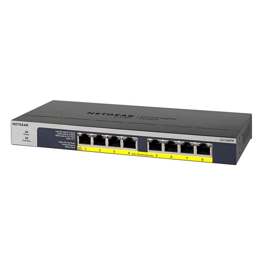 NETGEAR GS108PP – 8-Port Gigabit Unmanaged PoE+ Switch (802.3af/at)