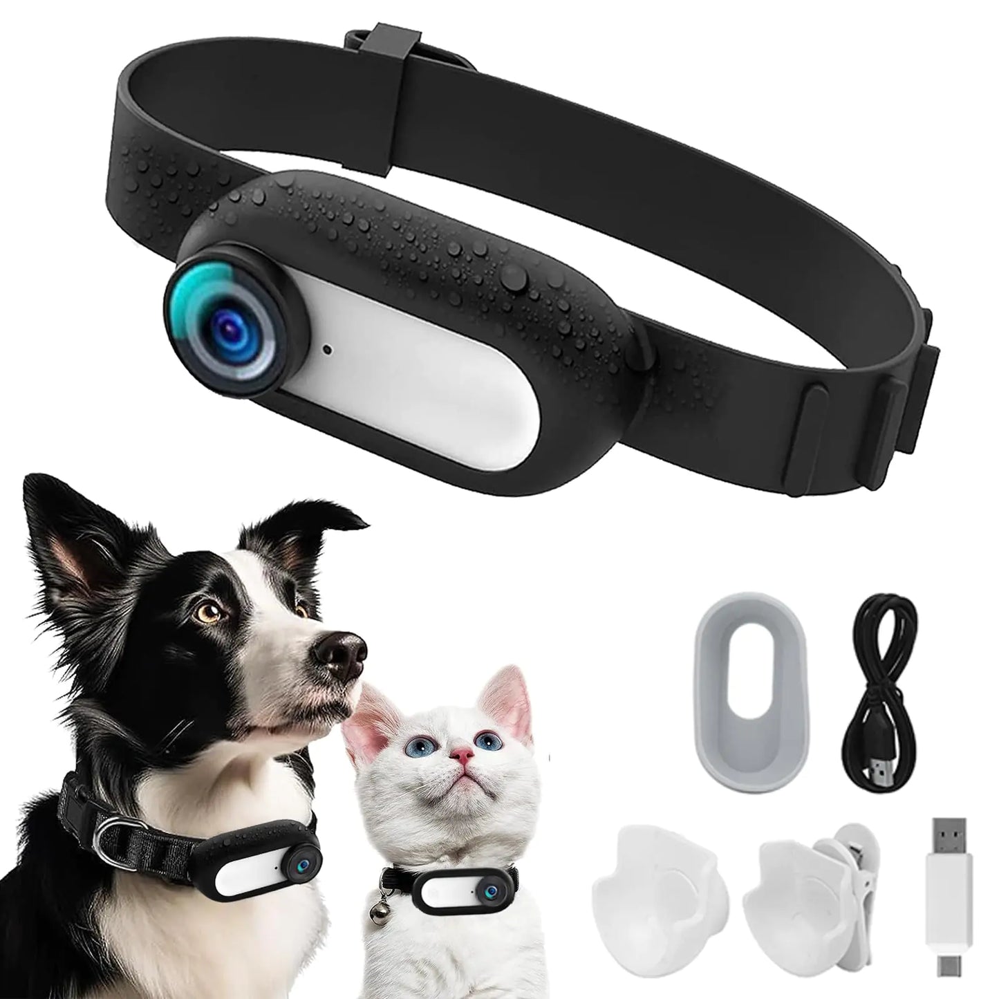 HD 1080P Pet Collar Camera | Lightweight Action Camera for Dogs & Cats
