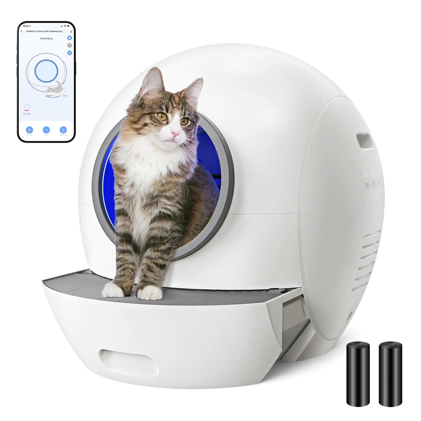 SMARTELF Smart Self-Cleaning Cat Litter Box | Extra Large WiFi Litter Box with Safety Sensors & Odor Control