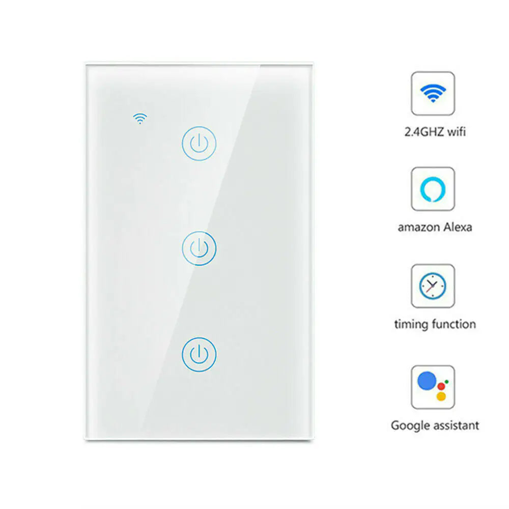 1/2/3/4-Gang Wi-Fi Smart Touch Light Switch – Glass Panel, Alexa/Google