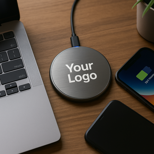 Custom Wireless Charger – Fast Qi Charging, Sleek Aluminum, Personalized Logo