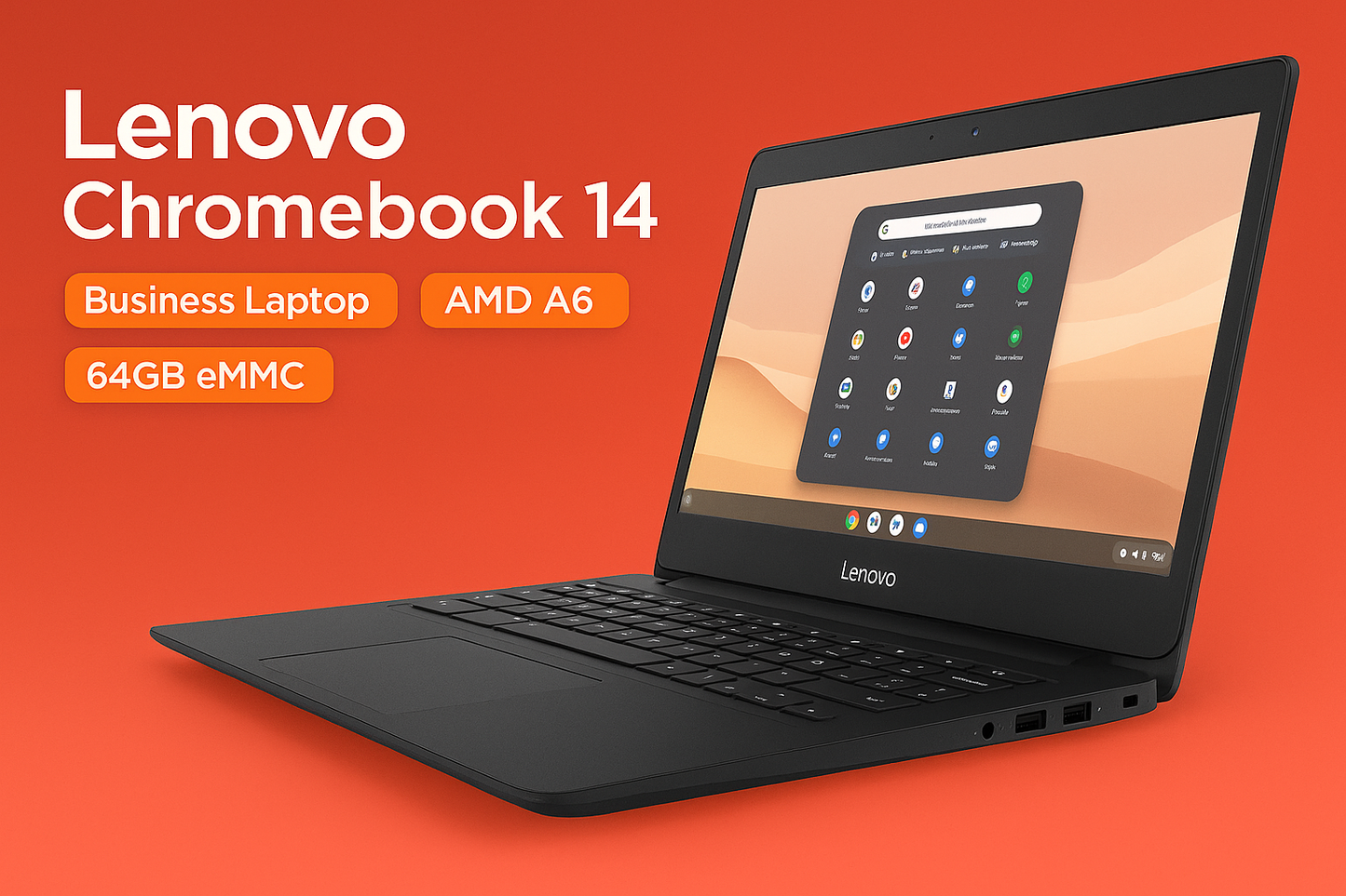 Lenovo Chromebook 14 Business Laptop A6 | Full HD | 4GB RAM 64GB | Renewed & Reliable