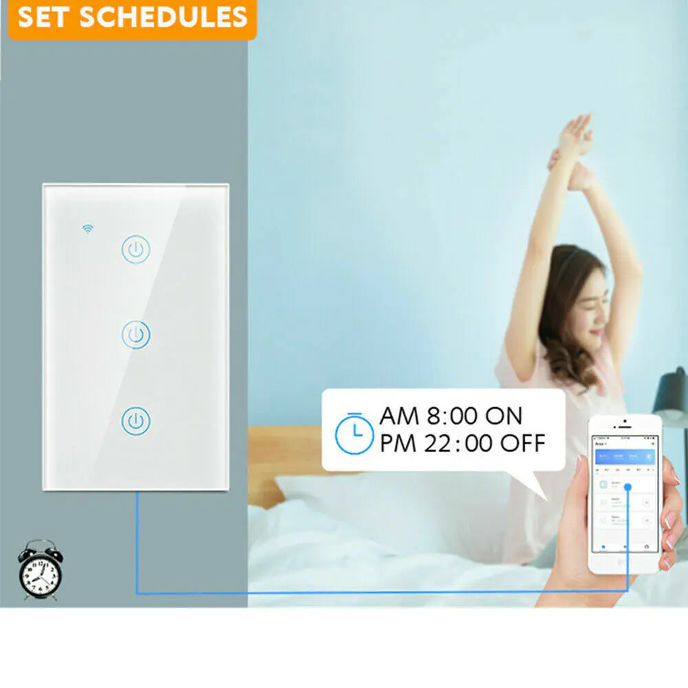 1/2/3/4-Gang Wi-Fi Smart Touch Light Switch – Glass Panel, Alexa/Google