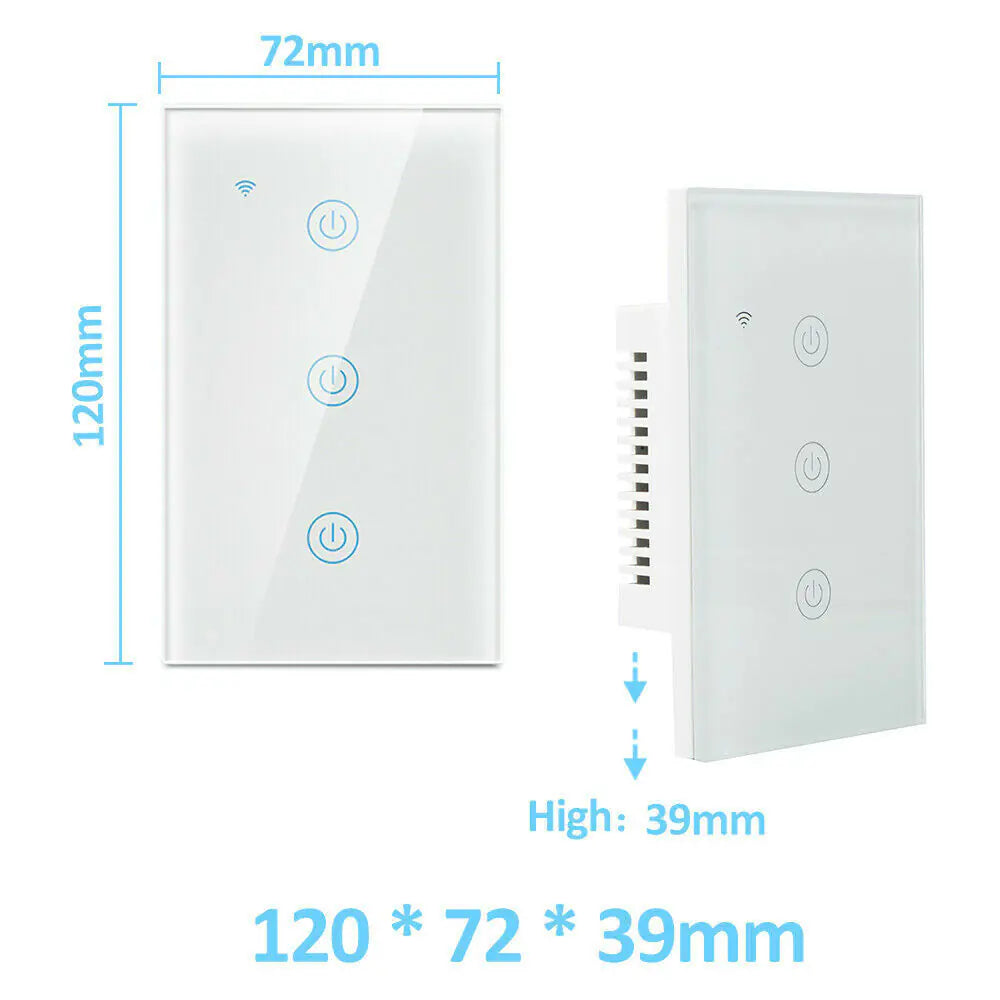 1/2/3/4-Gang Wi-Fi Smart Touch Light Switch – Glass Panel, Alexa/Google