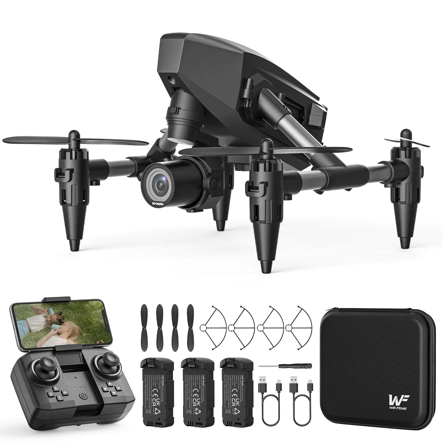 Mini FPV Drone 1080P Camera – 3 Batteries, One-Key, Beginner