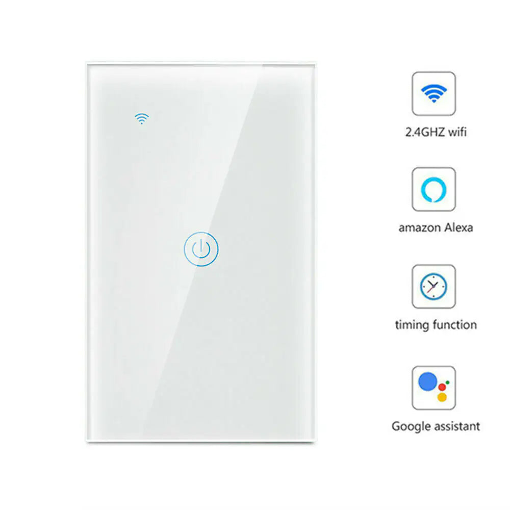 1/2/3/4-Gang Wi-Fi Smart Touch Light Switch – Glass Panel, Alexa/Google