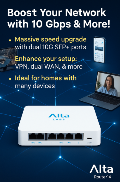 Alta Labs Route10 – 10 Gbps VPN Router, Dual 10G SFP+, DPI