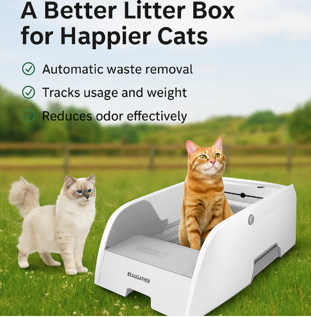 BEAUGATHER Smart Cat Litter Box | Automatic Self-Cleaning & Odor Control